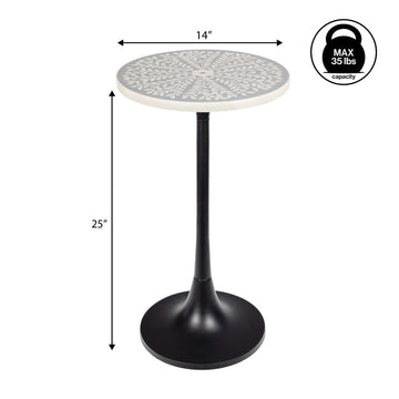 Nysha 25" Modern Bohemian Metal/Resin Inlay Top End Table